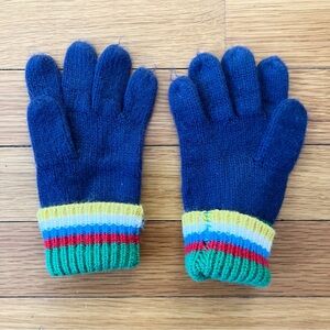 Mini Boden Navy Blue Colorful Stripe Lightweight Gloves Mittens Small 5-8 Years